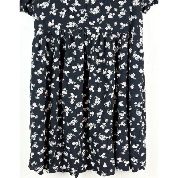 Coquette Milkmaid Dress Cottagcore Whimsigoth Puff Sleeve Black Floral Med, BP. - Picture 3 of 7